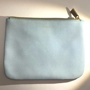 FURLA Light blue leather clutch